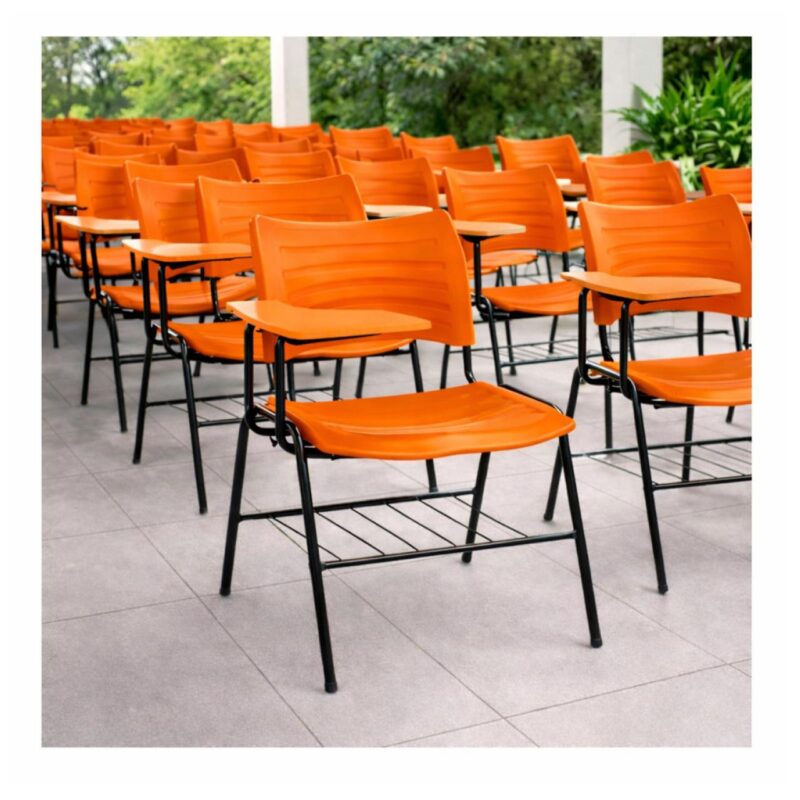 Cadeira Universitária Plástica Prancheta PLÁSTICA - COR LARANJA - 54009