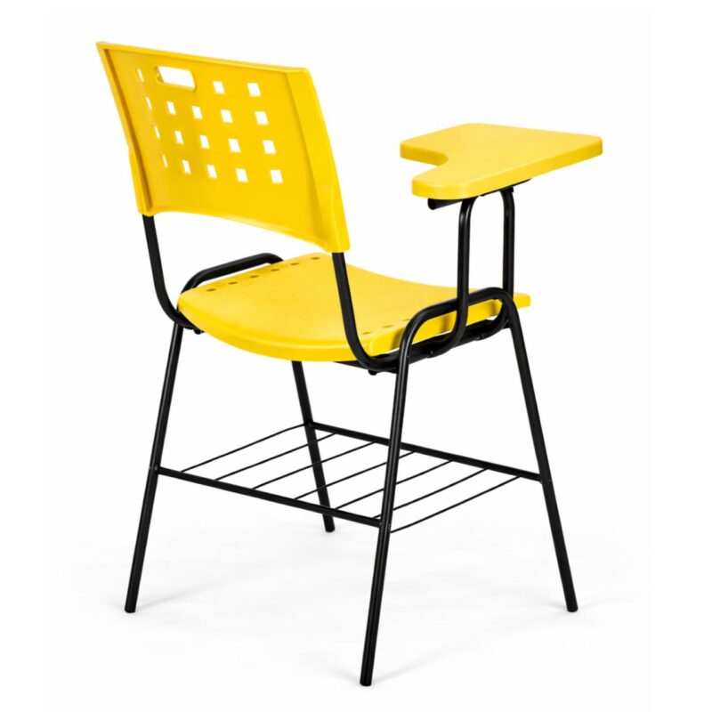 Cadeira Plástica Universitária PRANCHETA PLÁSTICA com Porta Livros - Cor Amarela - 32021