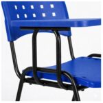 Cadeira Plástica Universitária PRANCHETA PLÁSTICA com Porta Livros - Cor Azul - 32019