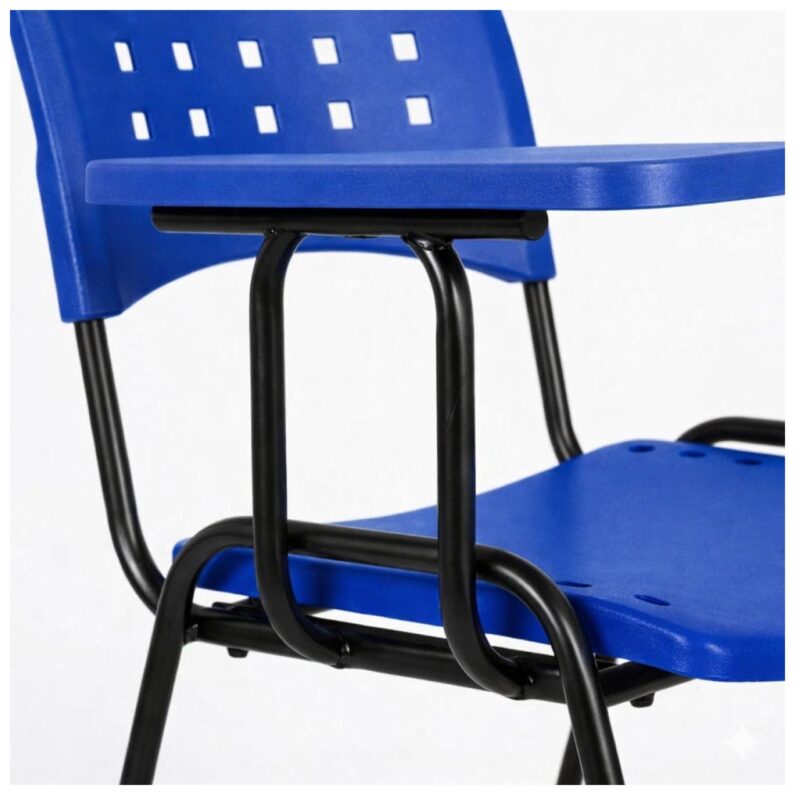 Cadeira Plástica Universitária PRANCHETA PLÁSTICA com Porta Livros - Cor Azul - 32019