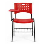 Cadeira Plástica Universitária PRANCHETA PLÁSTICA com Porta Livros - Cor Vermelho - 32020