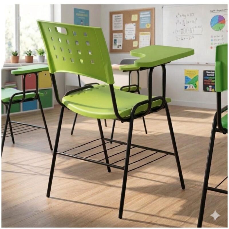 Cadeira Universitária PRANCHETA PLASTICA com Porta Livros - Cor Verde - REALPLAST - 32023