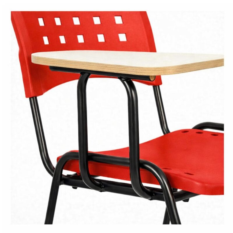 Cadeira Universitária Plástica com PRANCHETA de MDF - Cor Vermelho - 32009