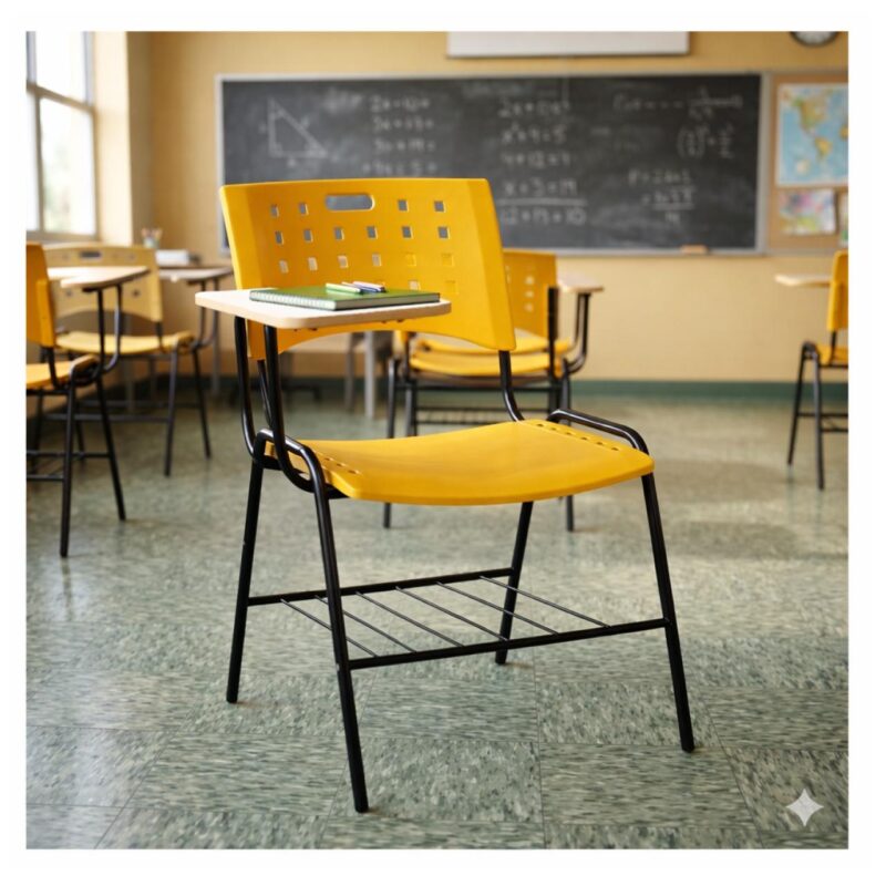 Cadeira Universitária Plástica com PRANCHETA de MDF - Cor Amarelo - 32016