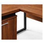 Móveis para Escritório Mesa Escritório em "L" - 1,70x1,50m (Extensível) - com Armário Misto (03 Gav.) - Nogal / Preto - 31603