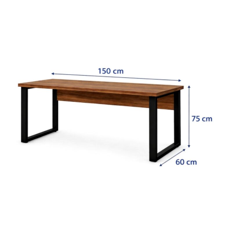 Móveis para Escritório Mesa Escritório em "L" - 1,50x1,50m (Extensível) - com Armário Misto (03 Gav.) - Nogal / Preto - 21603