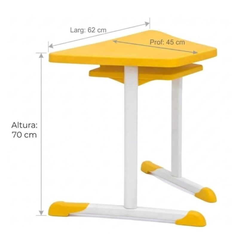 Mesa Hexagonal JUVENIL com Porta Livro - Cor Amarela - 45801