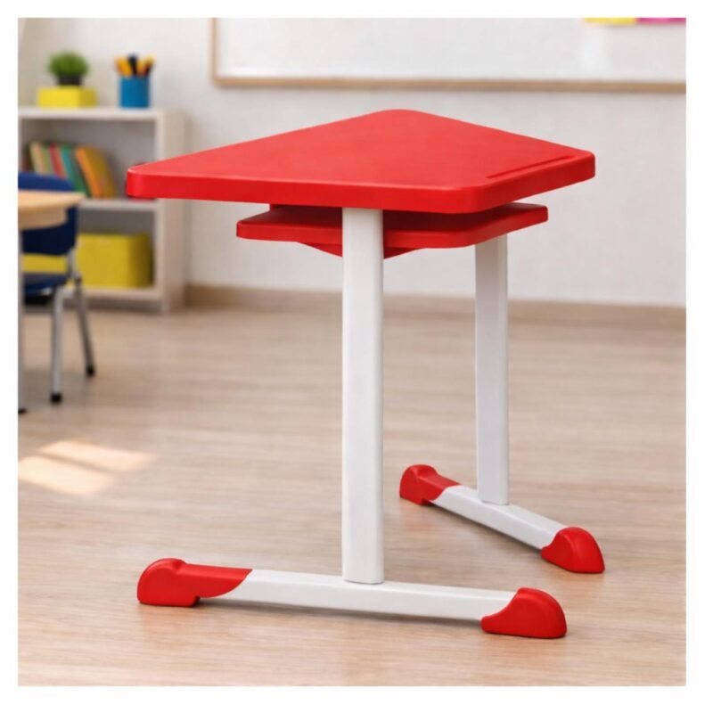 Mesa Hexagonal INFANTIL com Porta Livro - Cor Vermelho - 42803