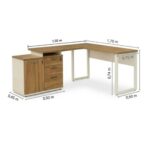 Móveis para Escritório Mesa Escritório em "L" - 1,70x1,50m (Extensível) - com Armário Misto (03 Gav.) - Sevilha / Champanhe - 34604