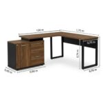 Móveis para Escritório Mesa Escritório em "L" - 1,70x1,50m (Extensível) - com Armário Misto (03 Gav.) - Louro / Preto - 64604