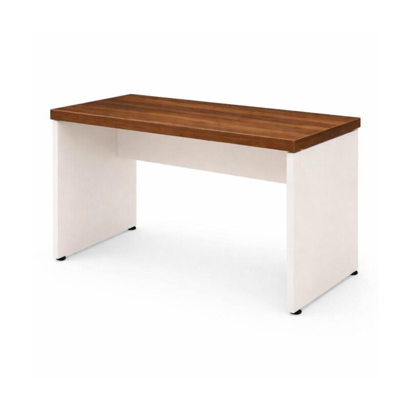Móveis para Escritório Mesa de Escritório Executiva Reta - 1,20m x 0,60m (Tampo 40mm) - Nogal Sevilha / Champanhe