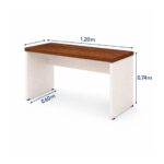 Móveis para Escritório Mesa de Escritório Executiva Reta com Gavetas - 1,20m x 0,60m (Tampo 40mm) - Nogal Sevilha / Champanhe - 34317