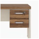 Móveis para Escritório Mesa de Escritório Executiva Reta com Gavetas - 1,70m x 0,70m (Tampo 40mm) - Nogal Sevilha / Champanhe - 34319