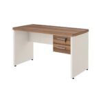 Móveis para Escritório Mesa de Escritório Executiva Reta com Gavetas - 1,50m x 0,60m (Tampo 40mm) - Nogal Sevilha / Champanhe - 34318