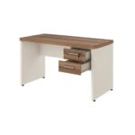 Móveis para Escritório Mesa de Escritório Executiva Reta com Gavetas - 1,20m x 0,60m (Tampo 40mm) - Nogal Sevilha / Champanhe - 34317