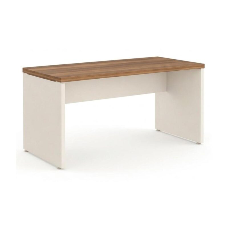 Móveis para Escritório Mesa de Escritório Executiva Reta - 1,50m x 0,60m (Tampo 40mm) - Nogal Sevilha / Champanhe - 34306