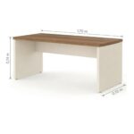 Móveis para Escritório Mesa em L (Mesa 1,70m + Mesa Auxiliar) - S/ Gavetas - (Tampo 40mm) - Nogal Sevilha / Champanhe - 34325