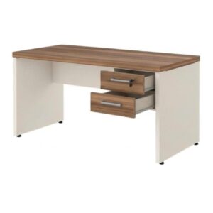 Mesa de Escritório Executiva Reta com Gavetas - 1,70m x 0,70m (Tampo 40mm) - Nogal Sevilha / Champanhe - 34319