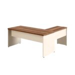Móveis para Escritório Mesa em L (Mesa 1,70m + Mesa Auxiliar) - C/ Gavetas - (Tampo 40mm) - Nogal Sevilha / Champanhe - 34326