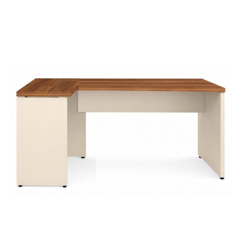 Móveis para Escritório Mesa em L (Mesa 1,70m + Mesa Auxiliar) - C/ Gavetas - (Tampo 40mm) - Nogal Sevilha / Champanhe - 34326