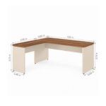 Móveis para Escritório Mesa em L (Mesa 1,50m + Mesa Auxiliar) - C/ Gavetas - WORKSTART - NOGAL SEVILHA/BRANCO - 34324