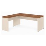 Móveis para Escritório Mesa em L (Mesa 1,70m + Mesa Auxiliar) - S/ Gavetas - (Tampo 40mm) - Nogal Sevilha / Champanhe - 34325