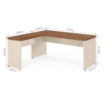 Móveis para Escritório Mesa em L (Mesa 1,70m + Mesa Auxiliar) - C/ Gavetas - (Tampo 40mm) - Nogal Sevilha / Champanhe - 34326