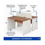 Móveis para Escritório Estação de Trabalho Dupla 1,50m x 1,35 - 02 Lugares sem Gavetas c/  tomadas Pé Painel - Nogal Sevilha/Champanhe - 34450