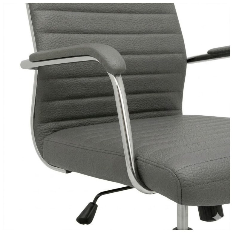 Cadeira Escritório Cadeira de Escritório PRESIDENTE LONDON Giratória - Base Cromada - Corino Cinza - 31090