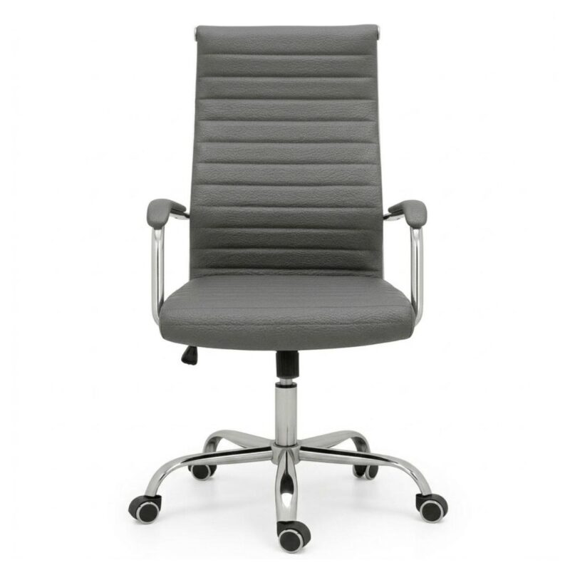 Cadeira Escritório Cadeira de Escritório PRESIDENTE LONDON Giratória - Base Cromada - Corino Cinza - 31090