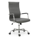 Cadeira Escritório Cadeira de Escritório PRESIDENTE LONDON Giratória - Base Cromada - Corino Cinza - 31090