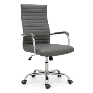Cadeira de Escritório PRESIDENTE LONDON Giratória - Base Cromada - Corino Cinza - 31090