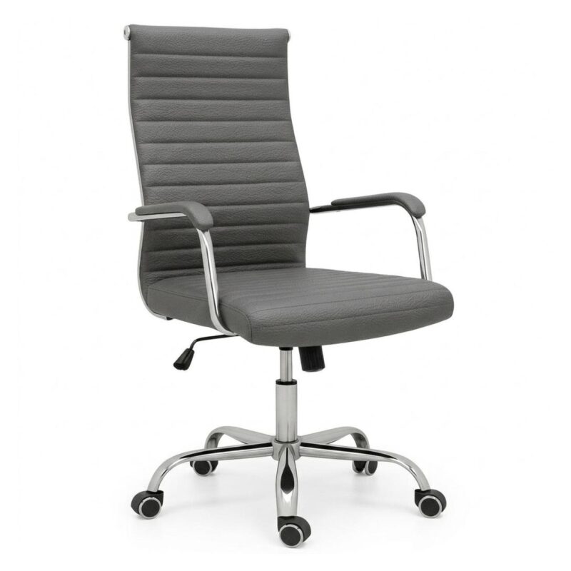Cadeira Escritório Cadeira de Escritório PRESIDENTE LONDON Giratória - Base Cromada - Corino Cinza - 31090 Cadeira Escritório Cadeira de Escritório PRESIDENTE LONDON Giratória - Base Cromada - Corino Cinza - 31090