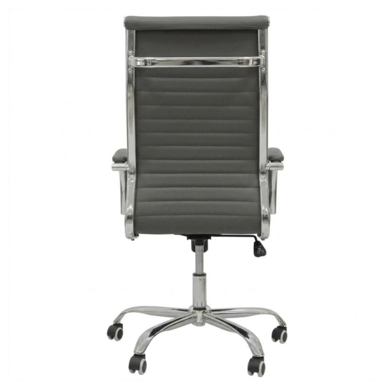 Cadeira Escritório Cadeira de Escritório PRESIDENTE LONDON Giratória - Base Cromada - Corino Cinza - 31090