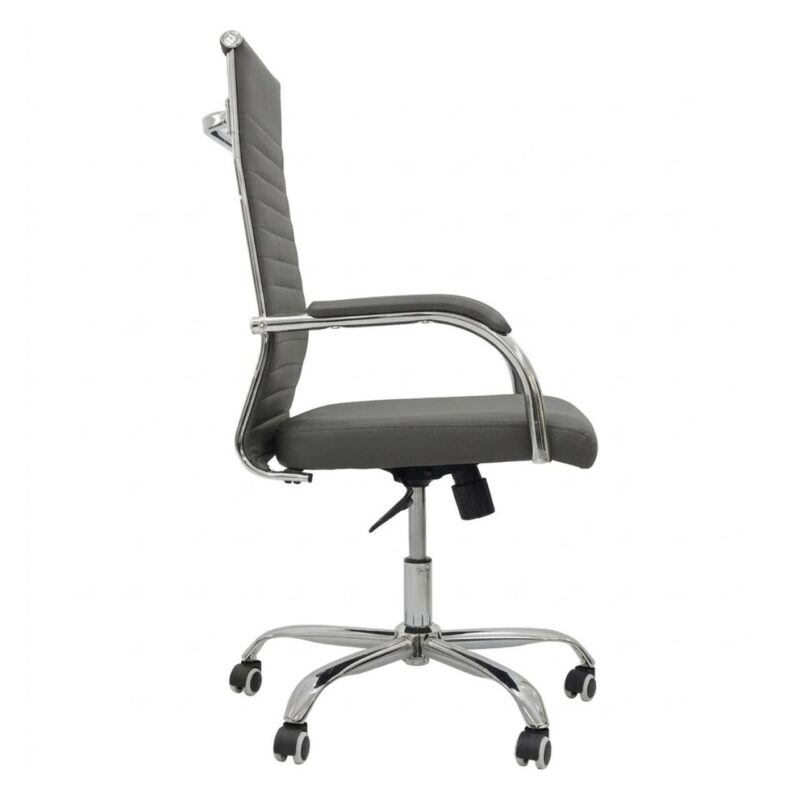 Cadeira Escritório Cadeira de Escritório PRESIDENTE LONDON Giratória - Base Cromada - Corino Cinza - 31090