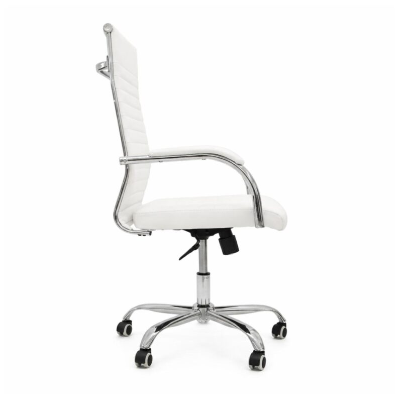Cadeira Escritório Cadeira de Escritório Presidente LONDON Giratória - Base Cromada - Corino Branco - 31092