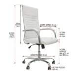 Cadeira Escritório Cadeira de Escritório Presidente LONDON Giratória - Base Cromada - Corino Branco - 31092