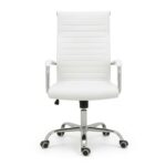 Cadeira Escritório Cadeira de Escritório Presidente LONDON Giratória - Base Cromada - Corino Branco - 31092