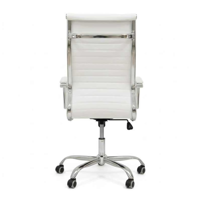 Cadeira Escritório Cadeira de Escritório Presidente LONDON Giratória - Base Cromada - Corino Branco - 31092
