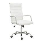 Cadeira Escritório Cadeira de Escritório Presidente LONDON Giratória - Base Cromada - Corino Branco - 31092