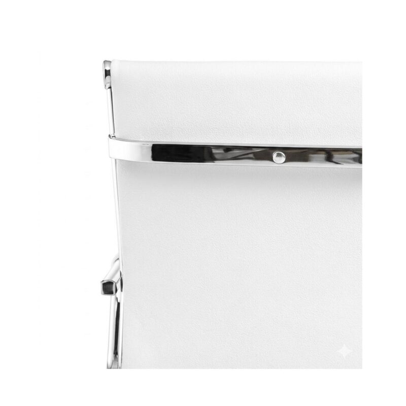 Cadeira de Escritório Fixa Diretor em Couro Ecológico Branco e Base Cromada LONDON - Corino Branco - 32801