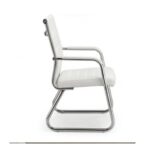 Cadeira de Escritório Fixa Diretor em Couro Ecológico Branco e Base Cromada LONDON - Corino Branco - 32801