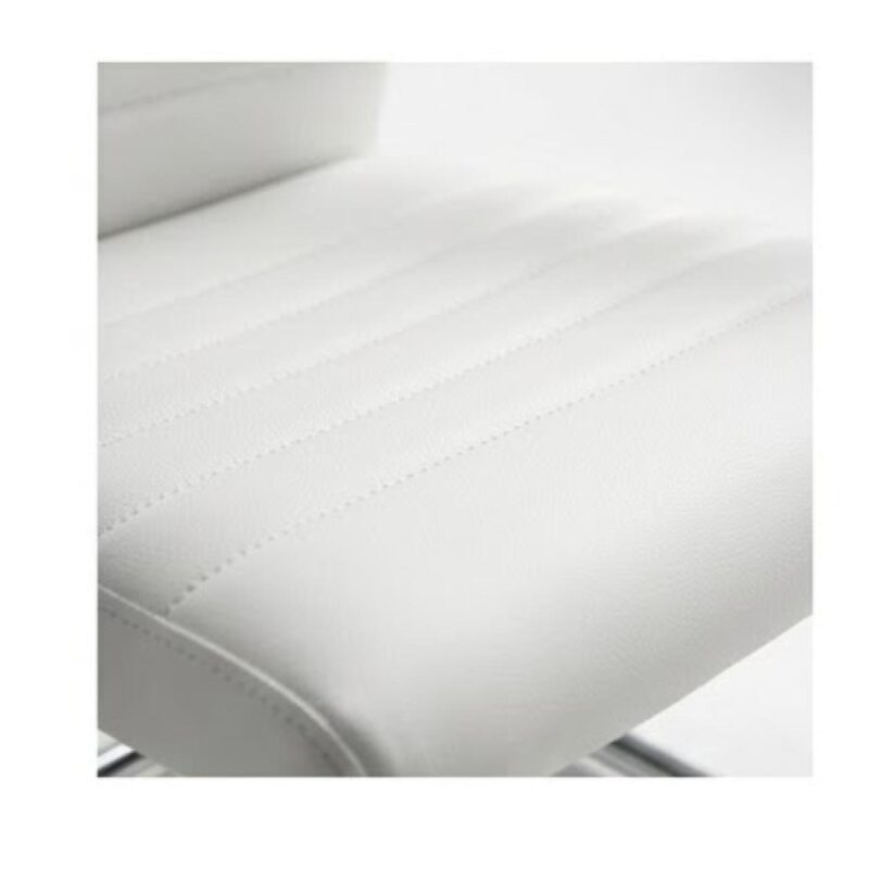 Cadeira de Escritório Fixa Diretor em Couro Ecológico Branco e Base Cromada LONDON - Corino Branco - 32801