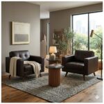 Sofá Escritório Poltrona Decorativa Roma – Design Retrô com Pés Palito - Corino Café - 62400