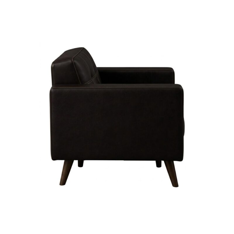 Sofá Escritório Poltrona Decorativa Roma – Design Retrô com Pés Palito - Corino Café - 62400
