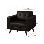 Sofá Escritório Poltrona Decorativa Roma – Design Retrô com Pés Palito - Corino Café - 62400