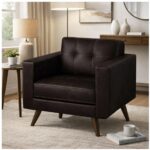 Sofá Escritório Poltrona Decorativa Roma – Design Retrô com Pés Palito - Corino Café - 62400