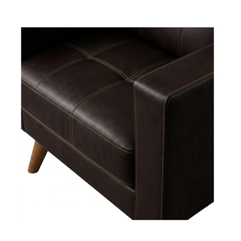 Sofá Escritório Poltrona Decorativa Roma – Design Retrô com Pés Palito - Corino Café - 62400