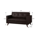 Sofá Escritório Sofá para Escritório 02 Lugares Slim Roma – Design Retrô com Pés Palito - Corino Café - 62401