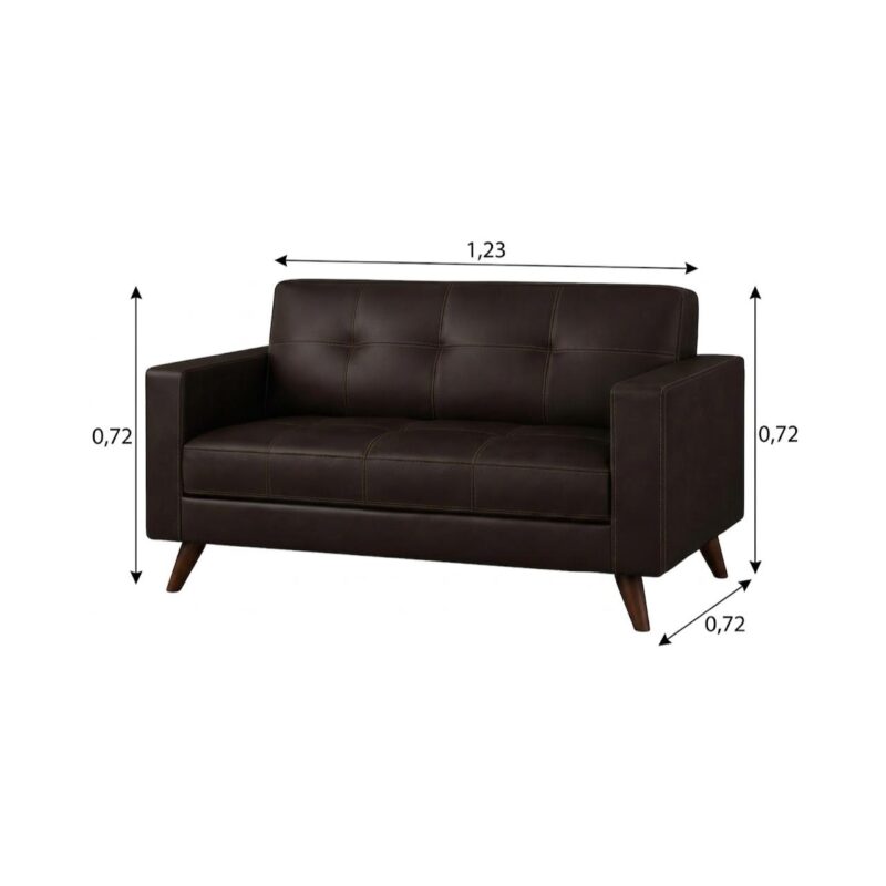 Sofá Escritório Sofá para Escritório 02 Lugares Slim Roma – Design Retrô com Pés Palito - Corino Café - 62401